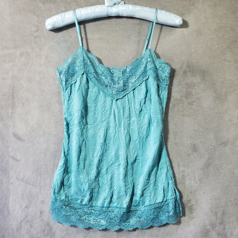 Weavers Camisole with Elastic Noodle Straps Teal Size S